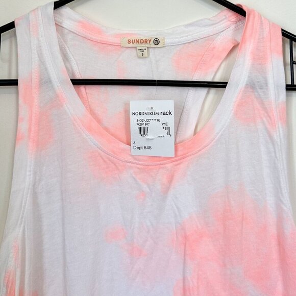 NWT Sundry Pink Tie Dye Racerback Tank Top - Size: 3(Large) - Picture 3 of 6
